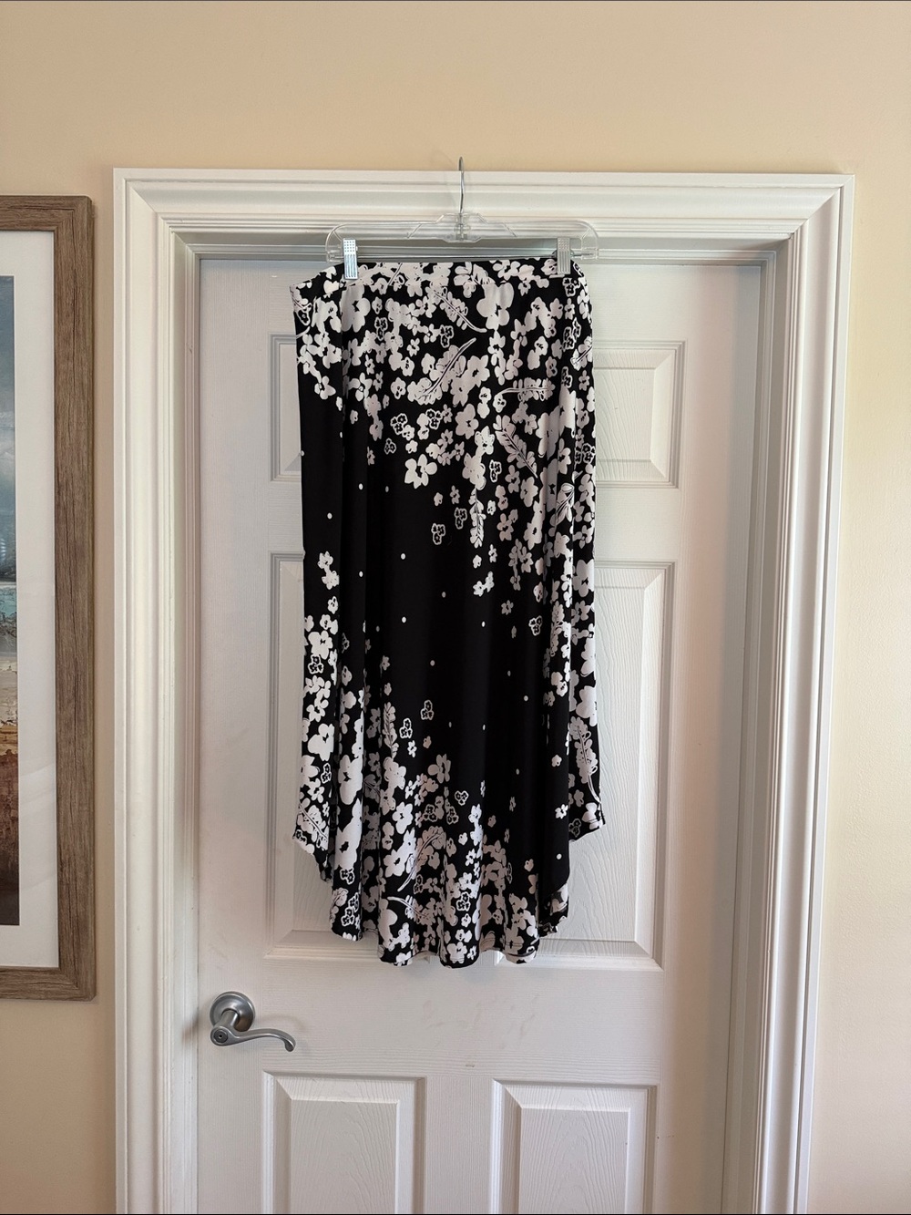 Chico's Black and White Floral High-Low Skirt